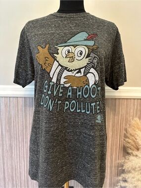 Woodsy Owl Give a Hoot Don’t Pollute‎ Graphic Tee Heather Gray Tee Luv Medium